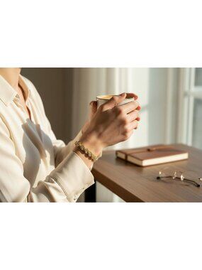 Gold Tone Heart Link Bracelet w/ Clear Stones – Sparkly CZ Style, 7” Size